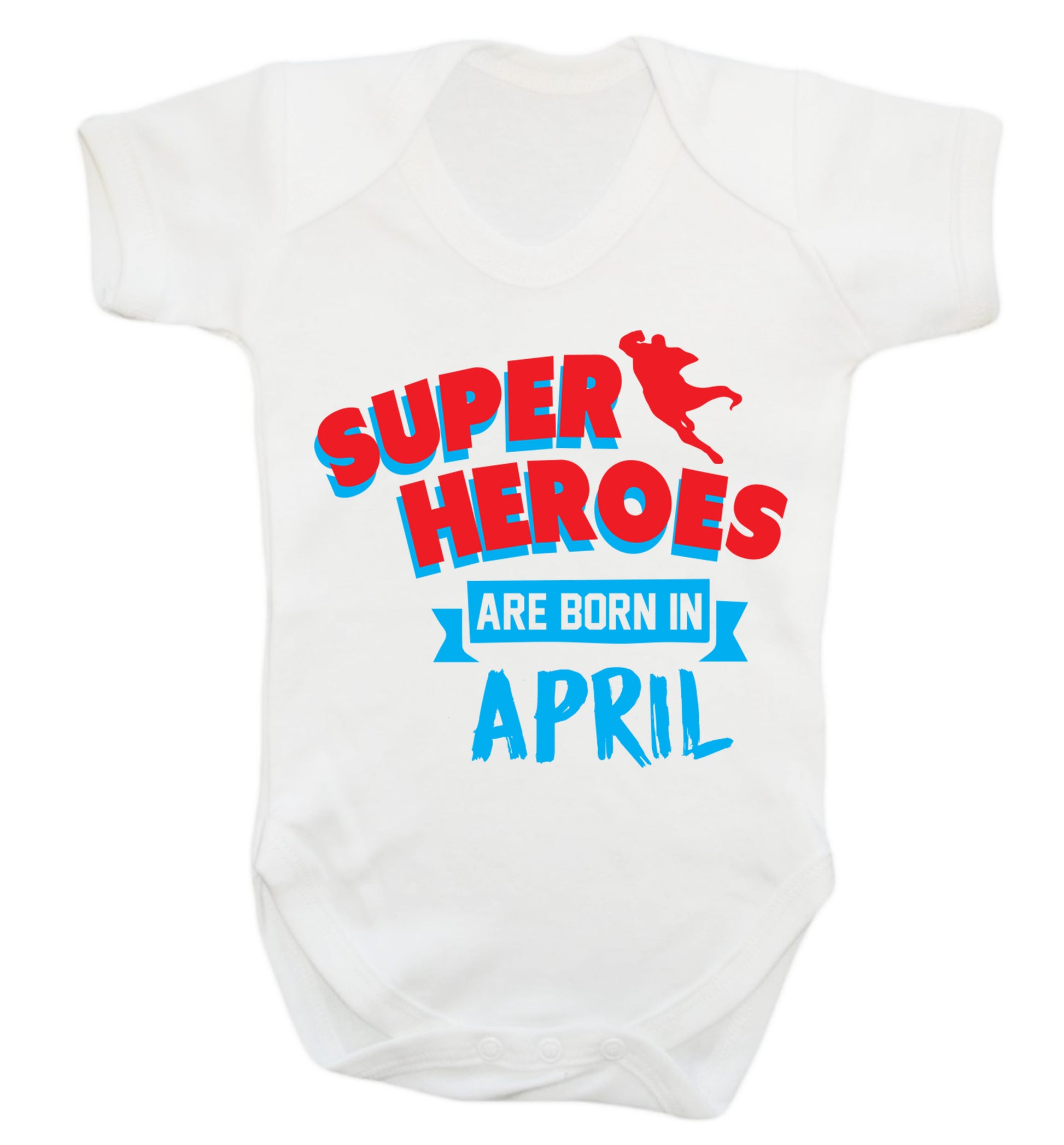 Superheros are born in April Baby Vest white 18-24 months