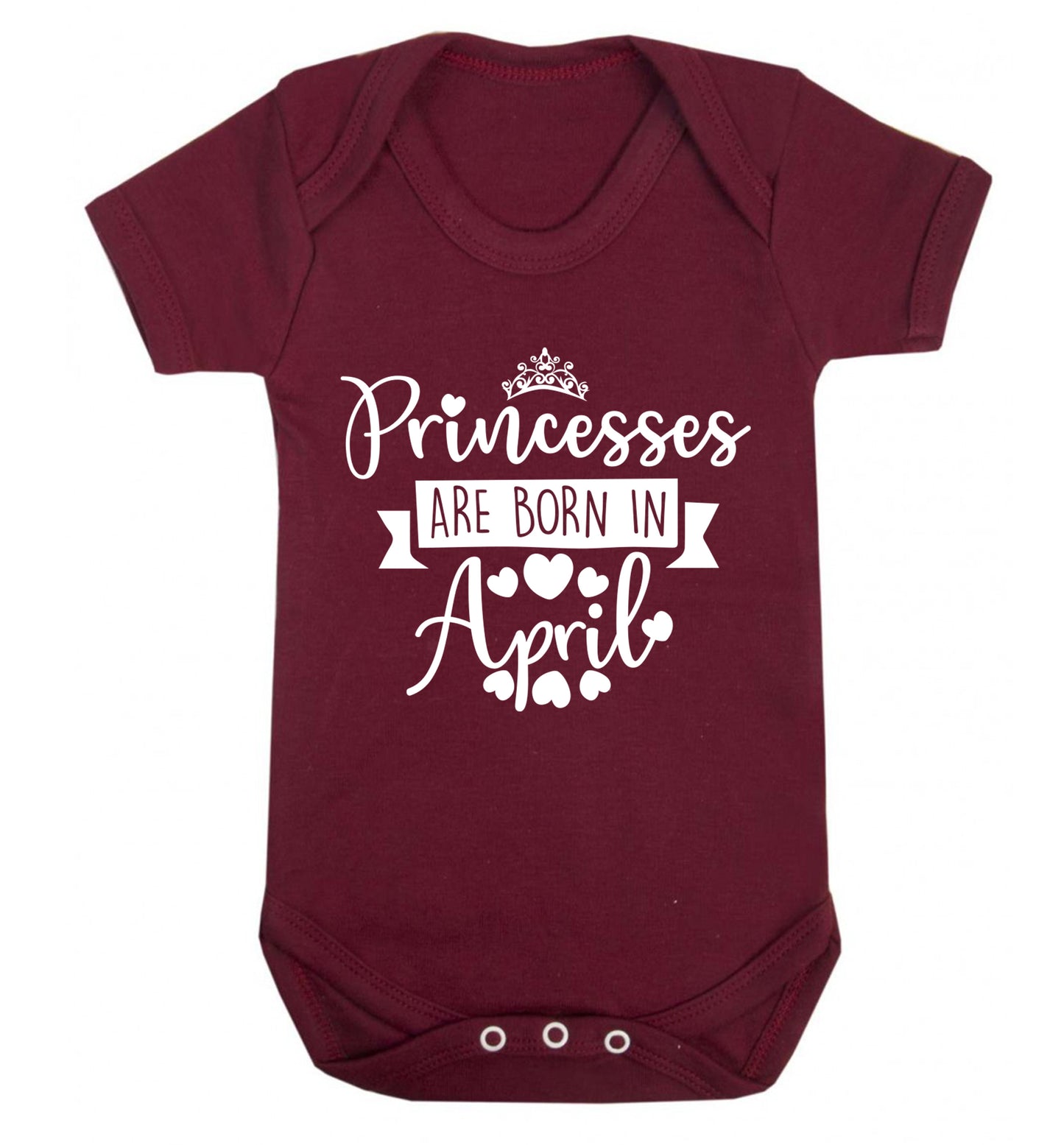 Princesses are born in April Baby Vest maroon 18-24 months