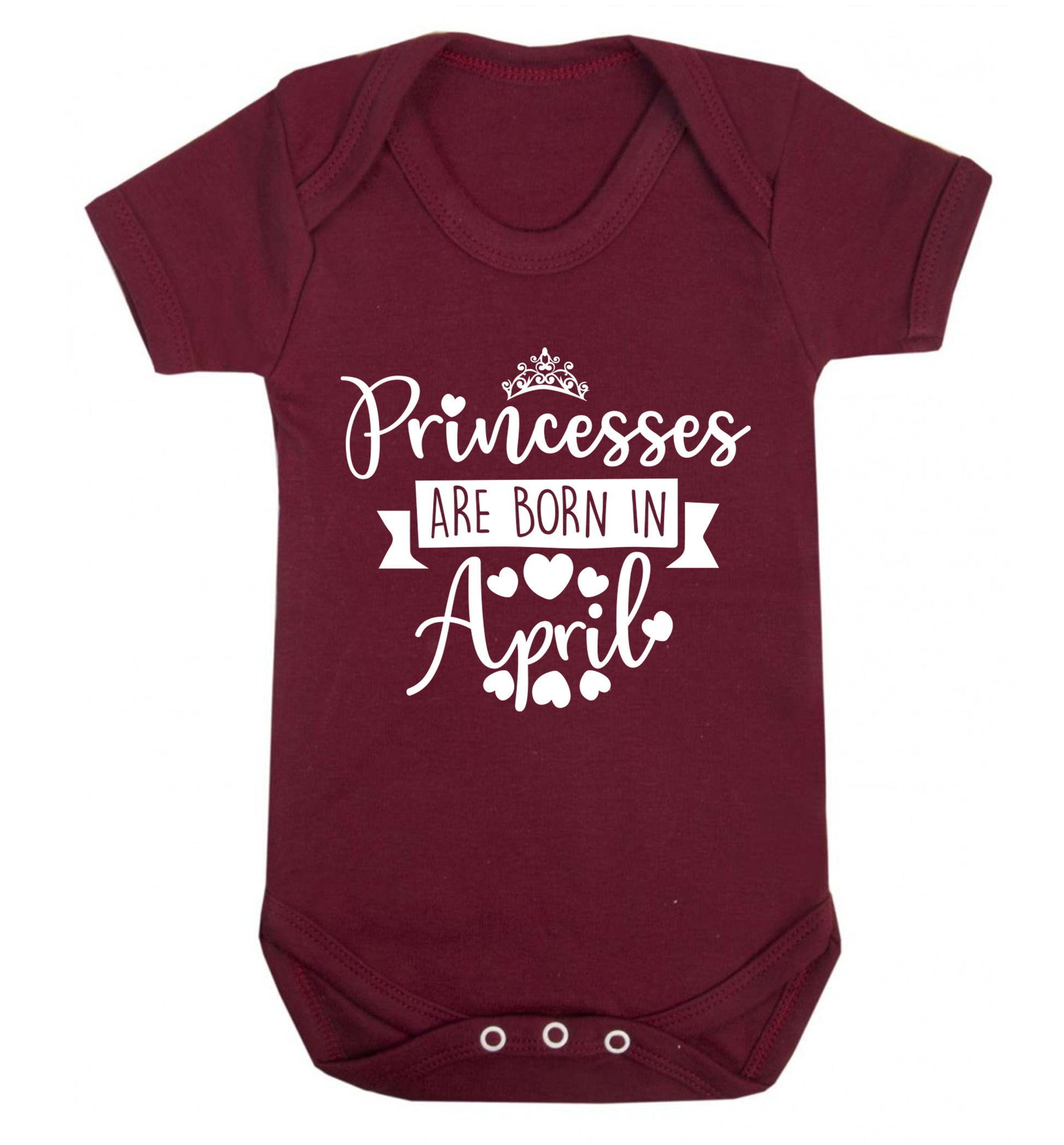 Princesses are born in April Baby Vest maroon 18-24 months