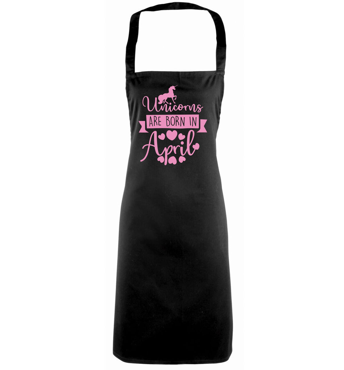 Unicorns are born in April black apron