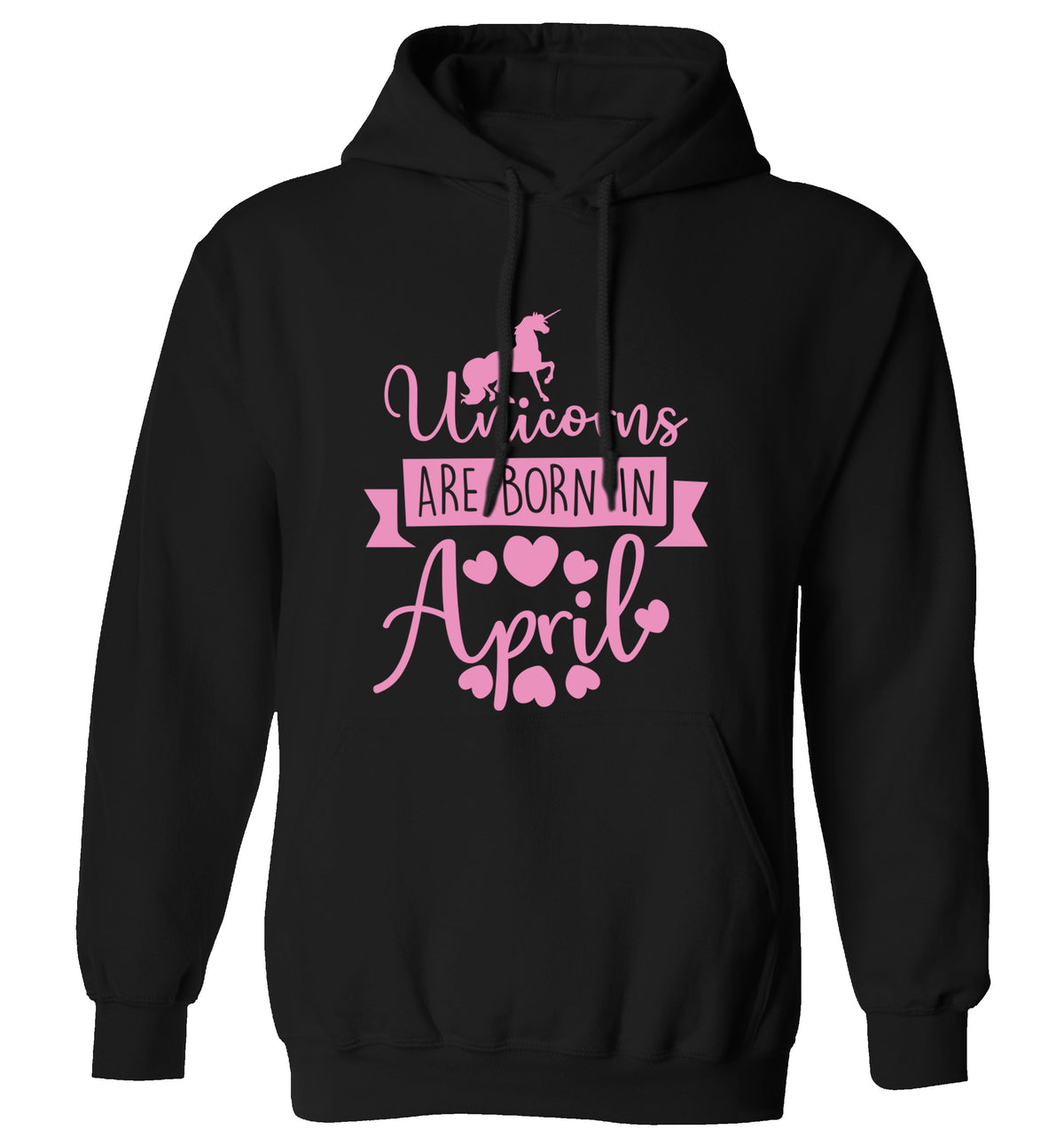 Unicorns are born in April adults unisex black hoodie 2XL
