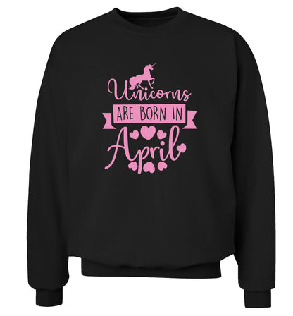 Unicorns are born in April Adult's unisex black Sweater 2XL