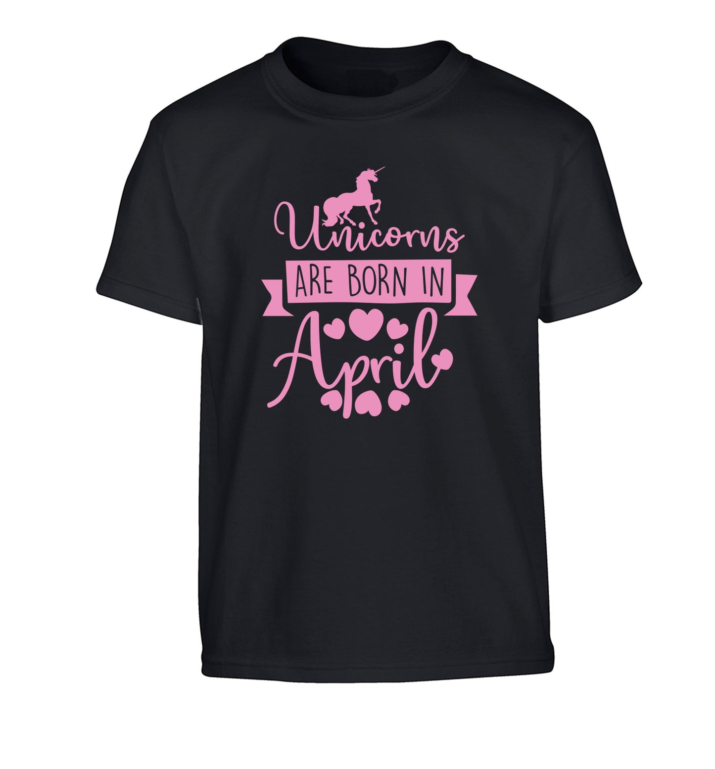 Unicorns are born in April Children's black Tshirt 12-13 Years