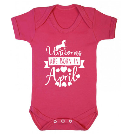 Unicorns are born in April Baby Vest dark pink 18-24 months