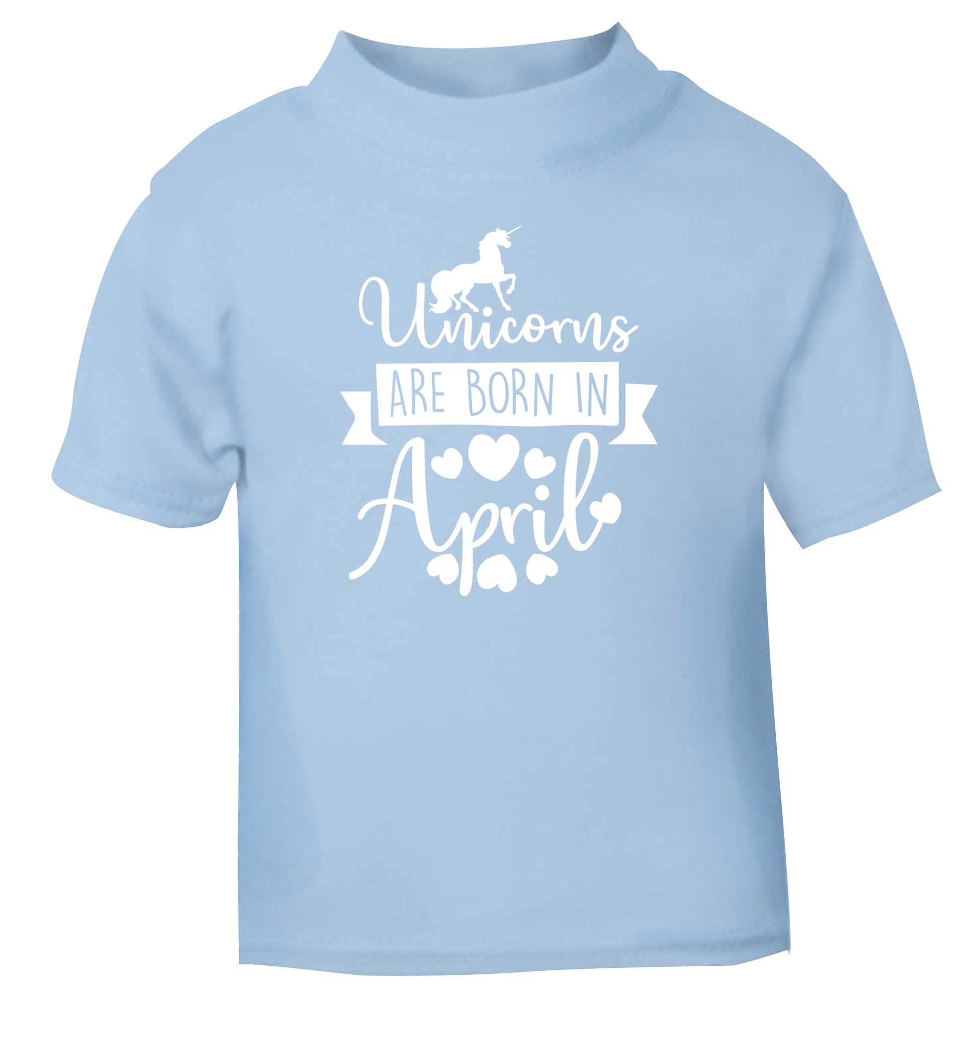 Unicorns are born in April light blue Baby Toddler Tshirt 2 Years