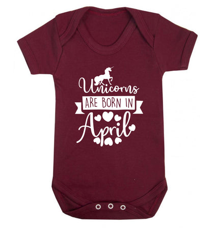 Unicorns are born in April Baby Vest maroon 18-24 months