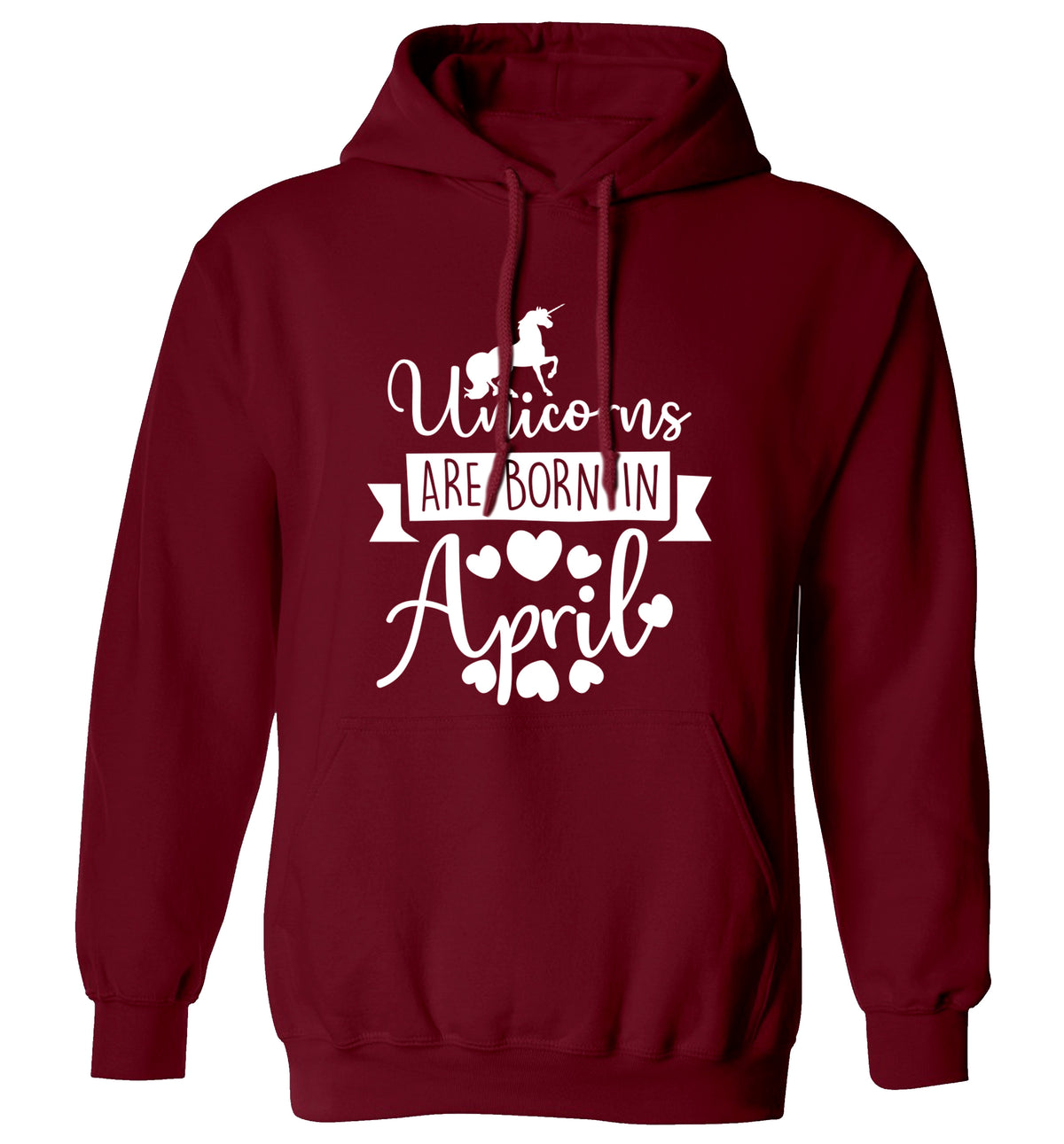 Unicorns are born in April adults unisex maroon hoodie 2XL