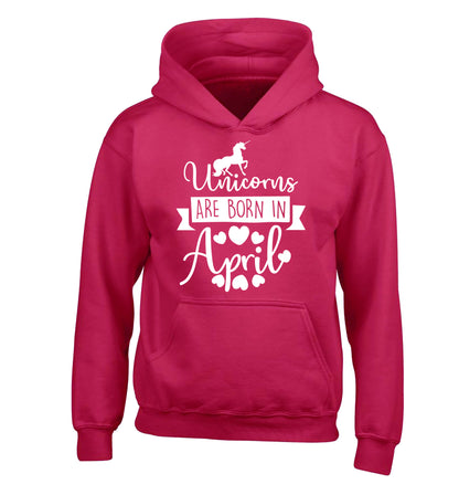 Unicorns are born in April children's pink hoodie 12-13 Years