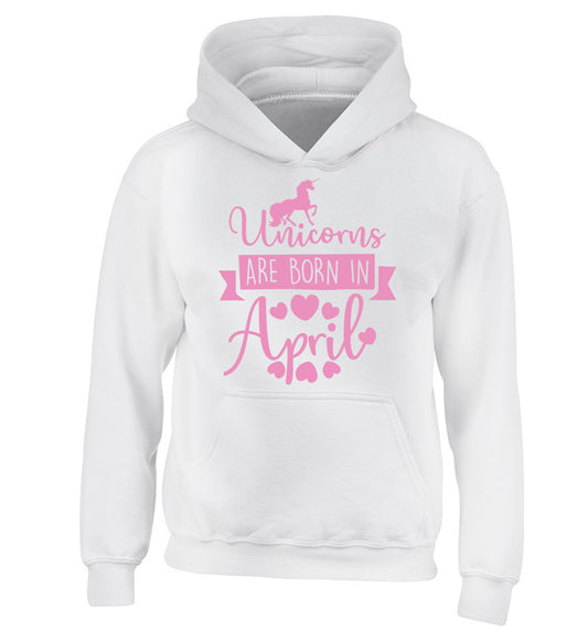 Unicorns are born in April children's white hoodie 12-13 Years