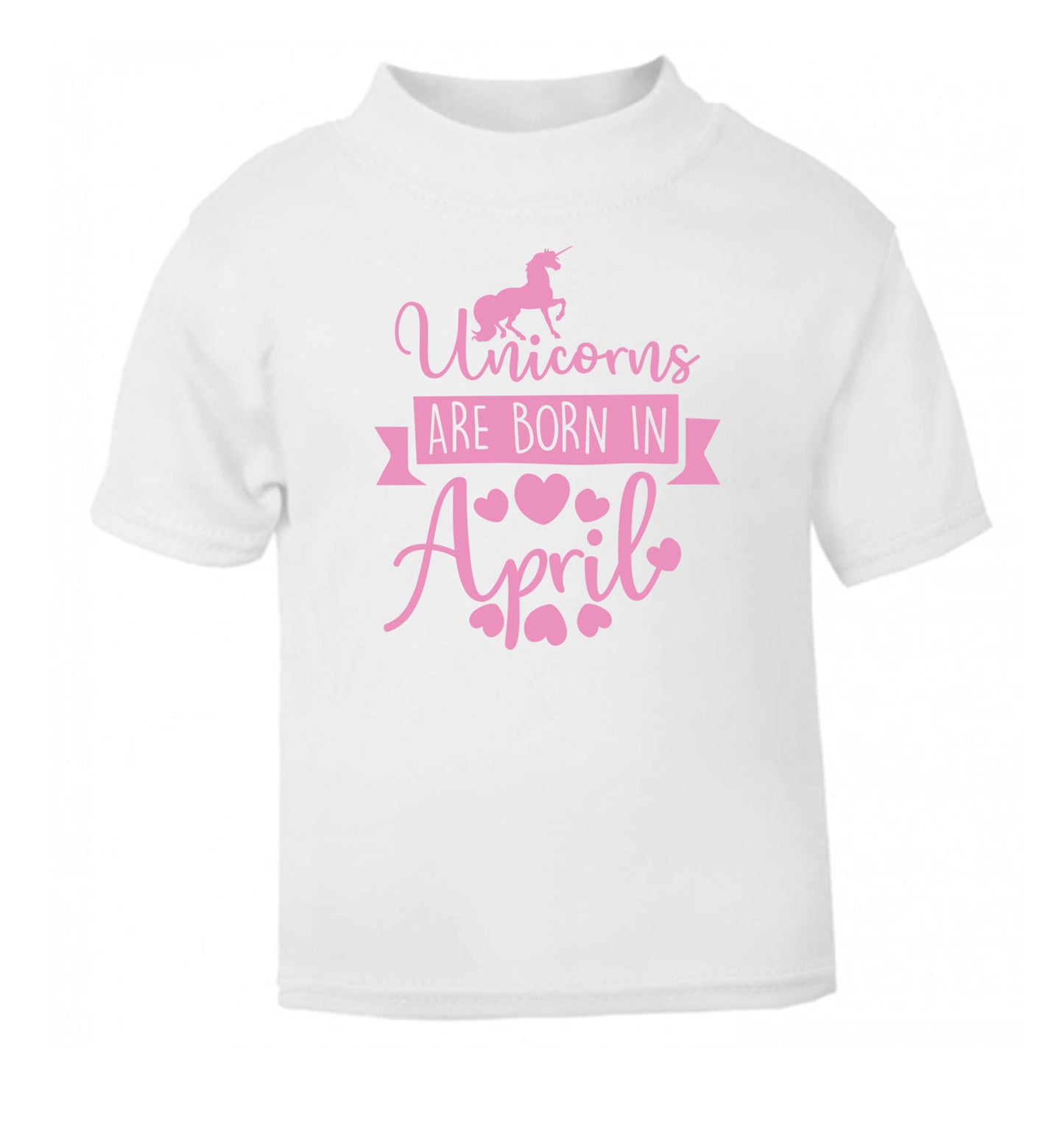 Unicorns are born in April white Baby Toddler Tshirt 2 Years