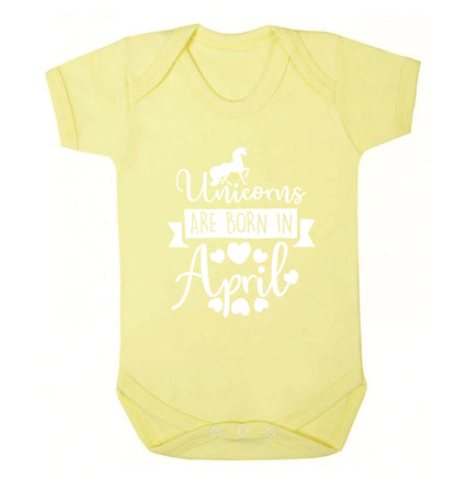 Unicorns are born in April Baby Vest pale yellow 18-24 months