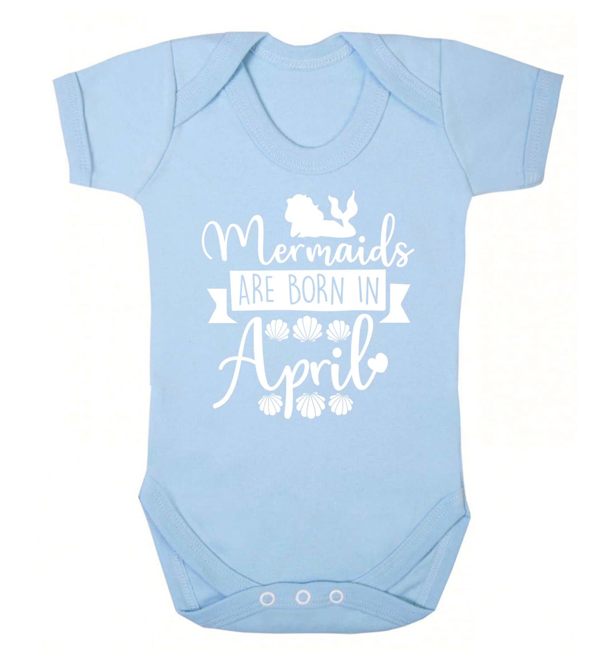 Mermaids are born in April Baby Vest pale blue 18-24 months