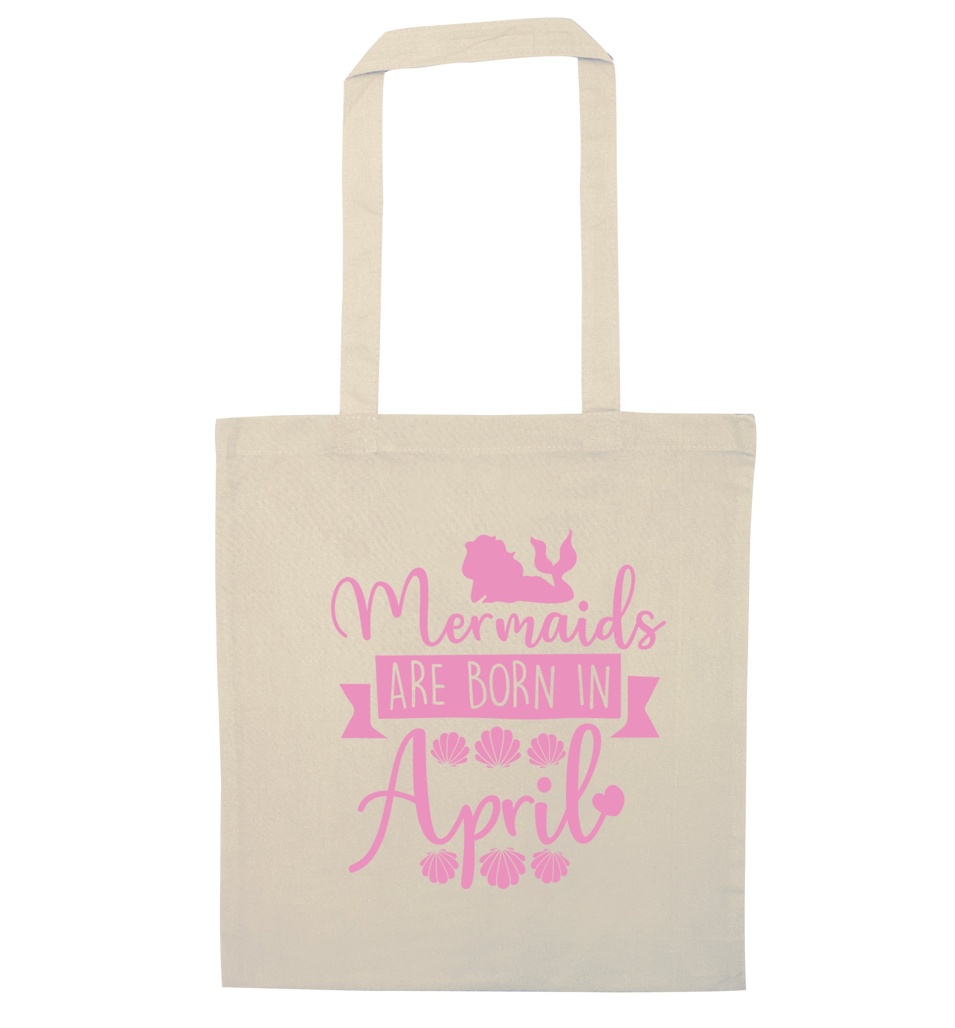 Mermaids are born in April natural tote bag