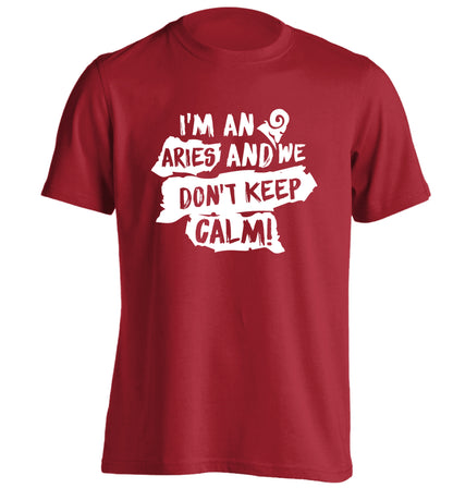 I'm an aries and we don't keep calm adults unisex red Tshirt 2XL