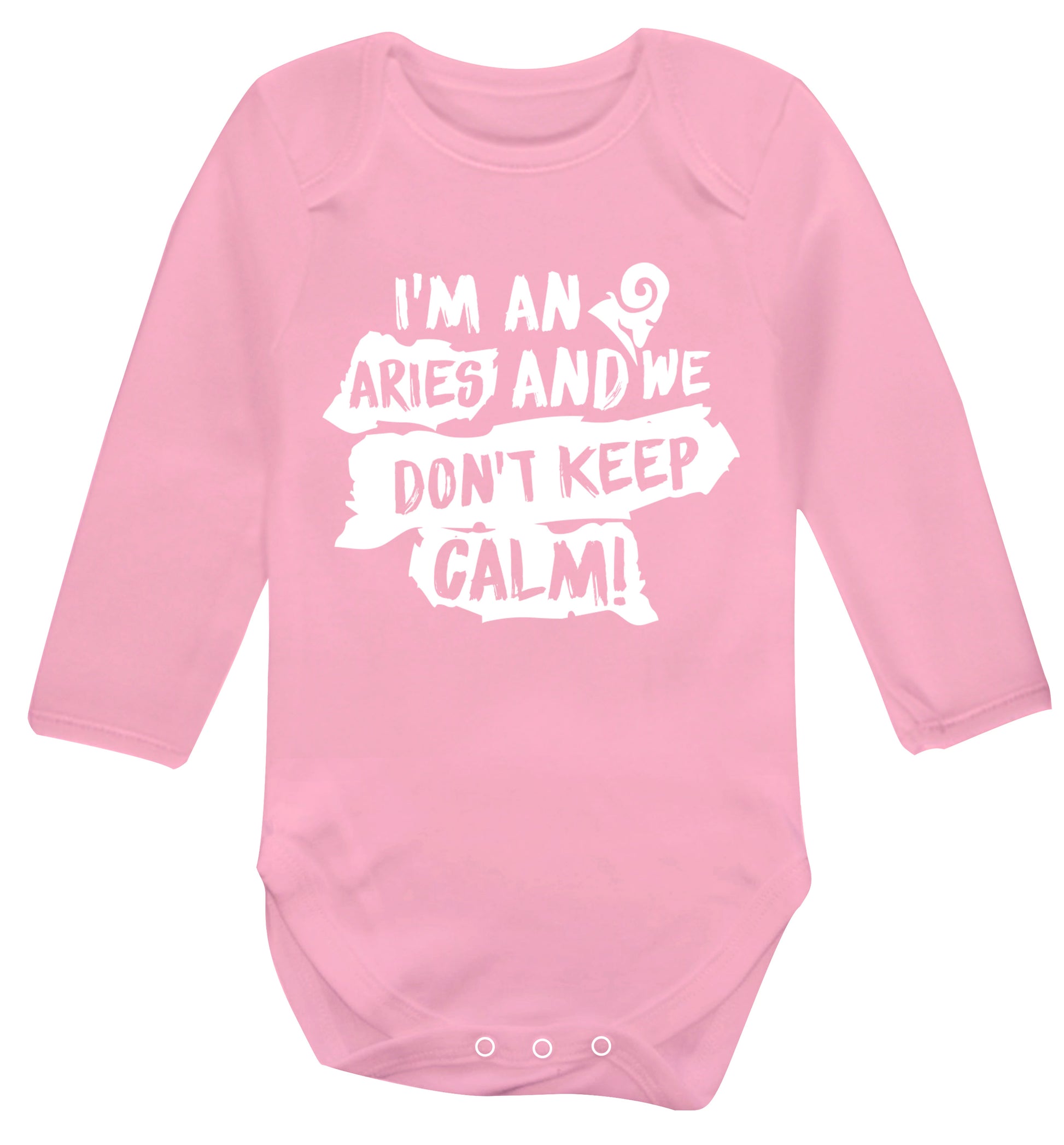I'm an aries and we don't keep calm Baby Vest long sleeved pale pink 6-12 months