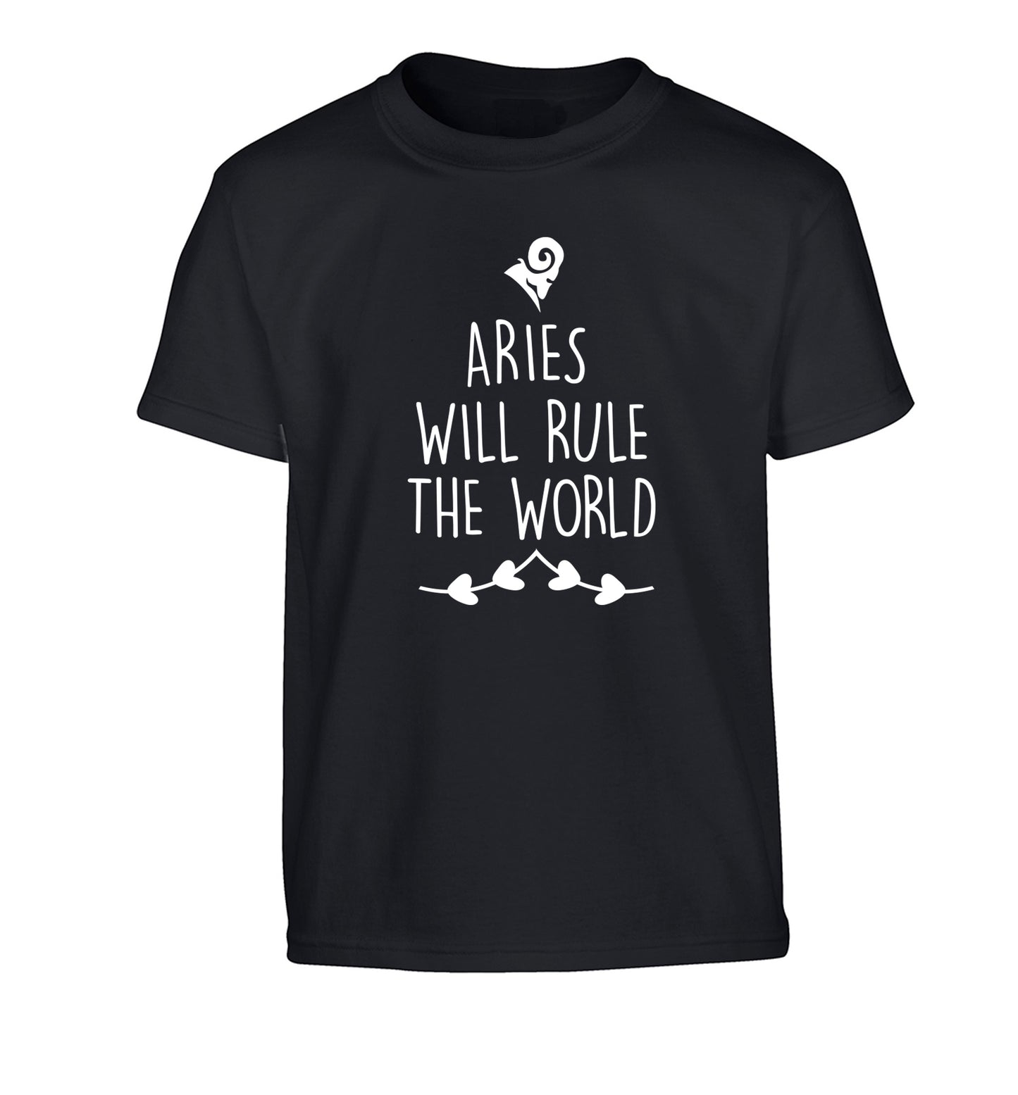 Aries will rule the world Children's black Tshirt 12-13 Years