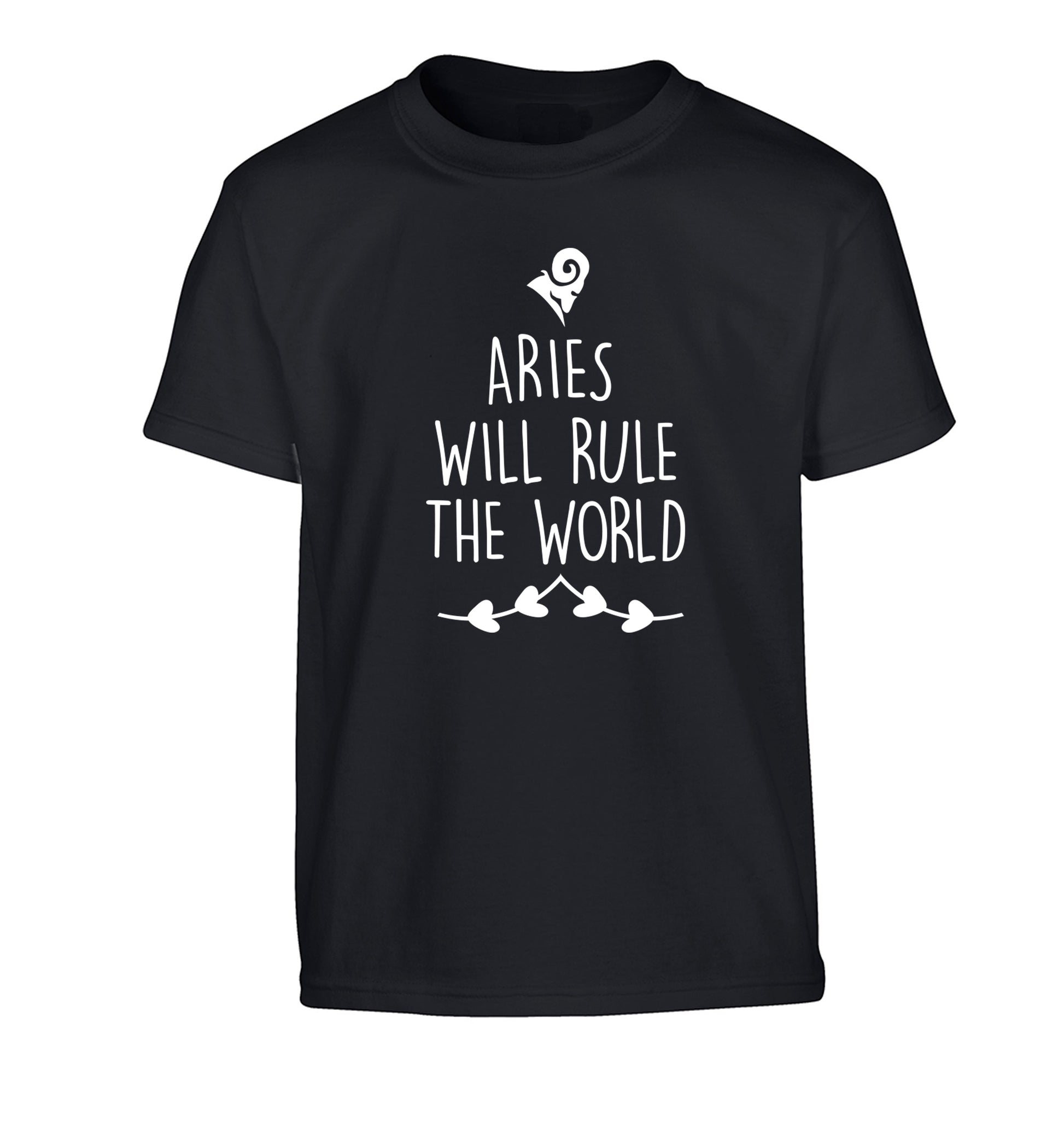 Aries will rule the world Children's black Tshirt 12-13 Years