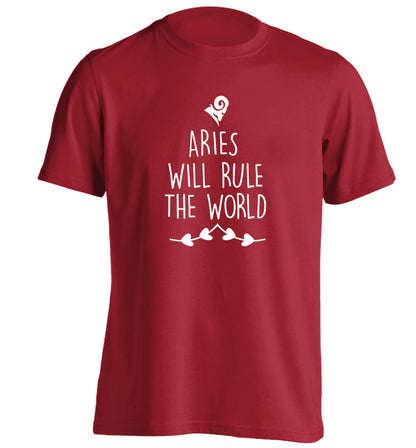 Aries will rule the world adults unisex red Tshirt 2XL