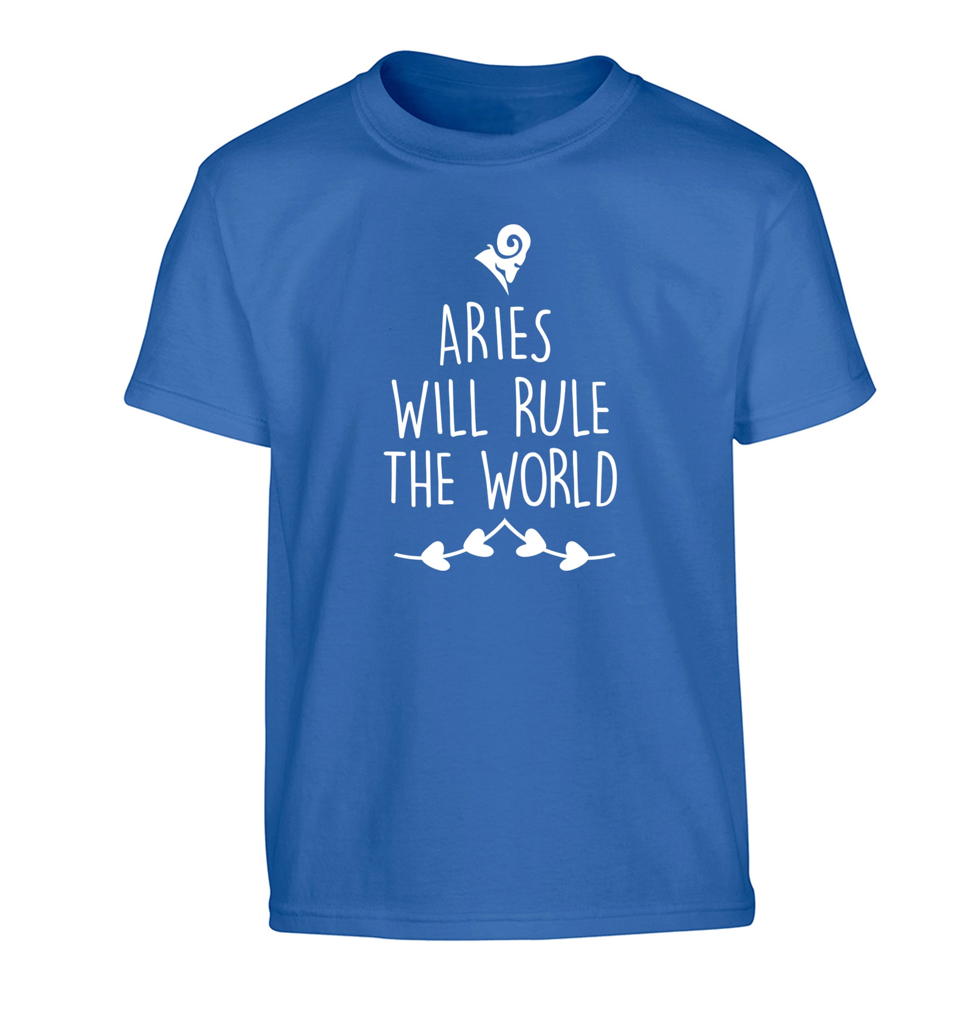 Aries will rule the world Children's blue Tshirt 12-13 Years
