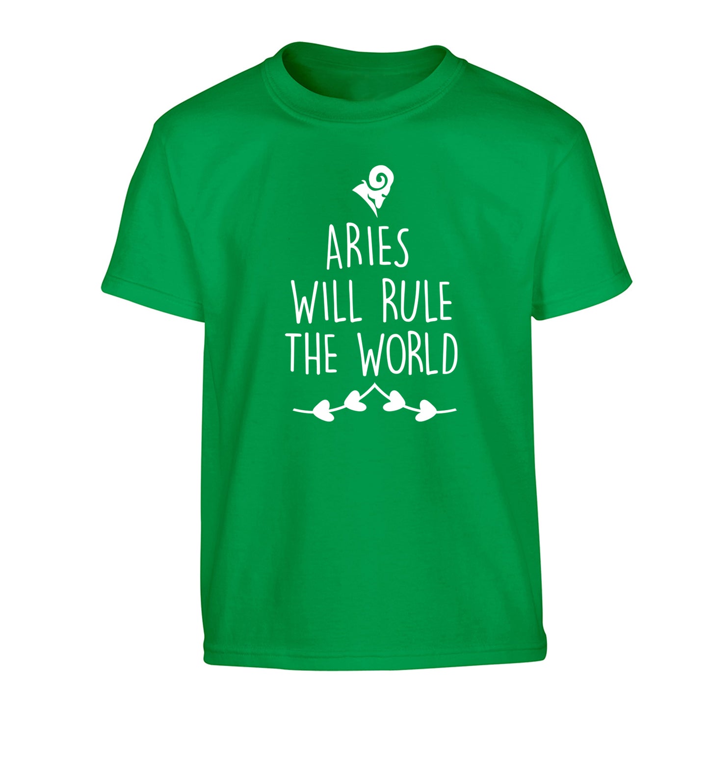 Aries will rule the world Children's green Tshirt 12-13 Years