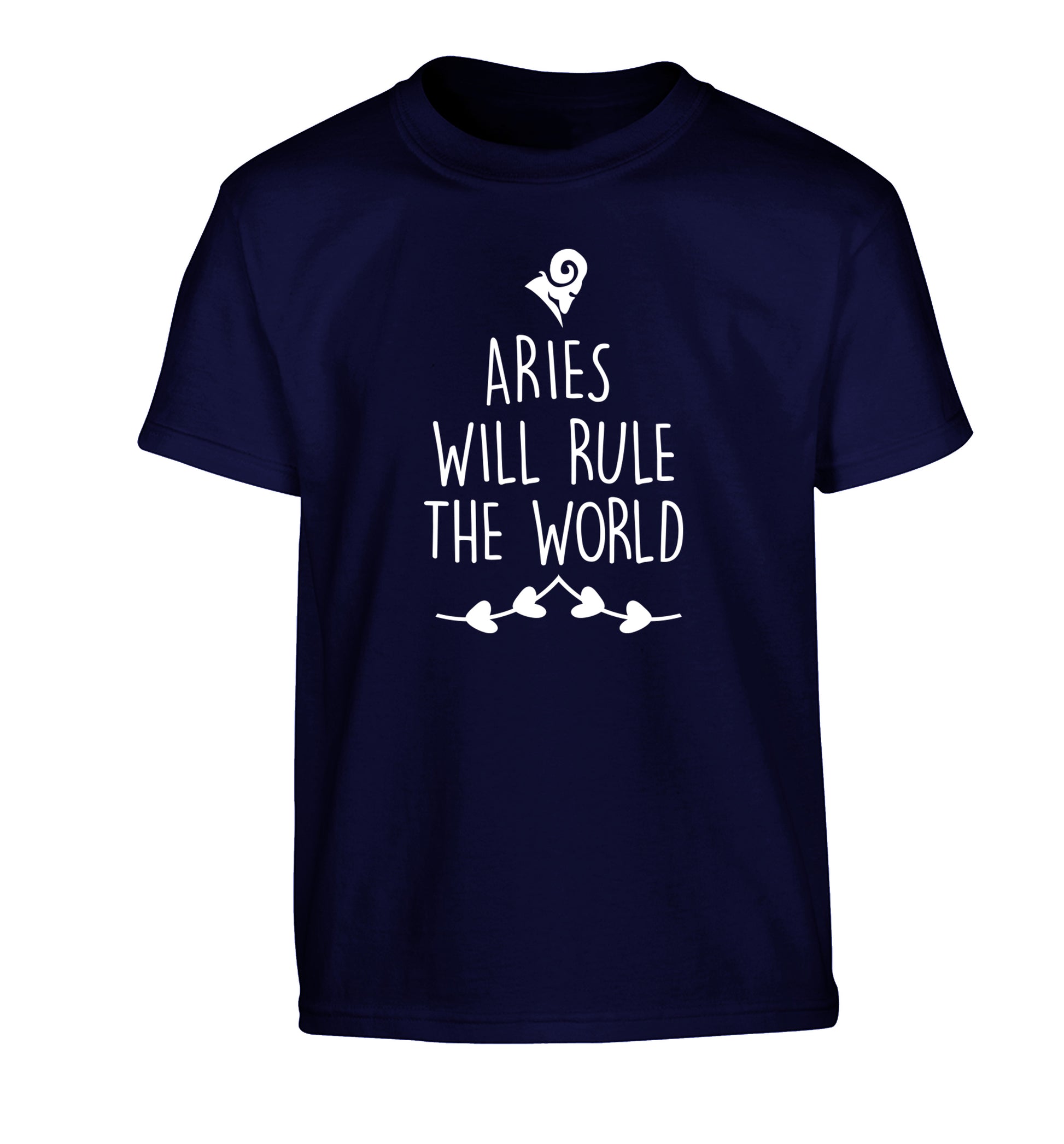 Aries will rule the world Children's navy Tshirt 12-13 Years