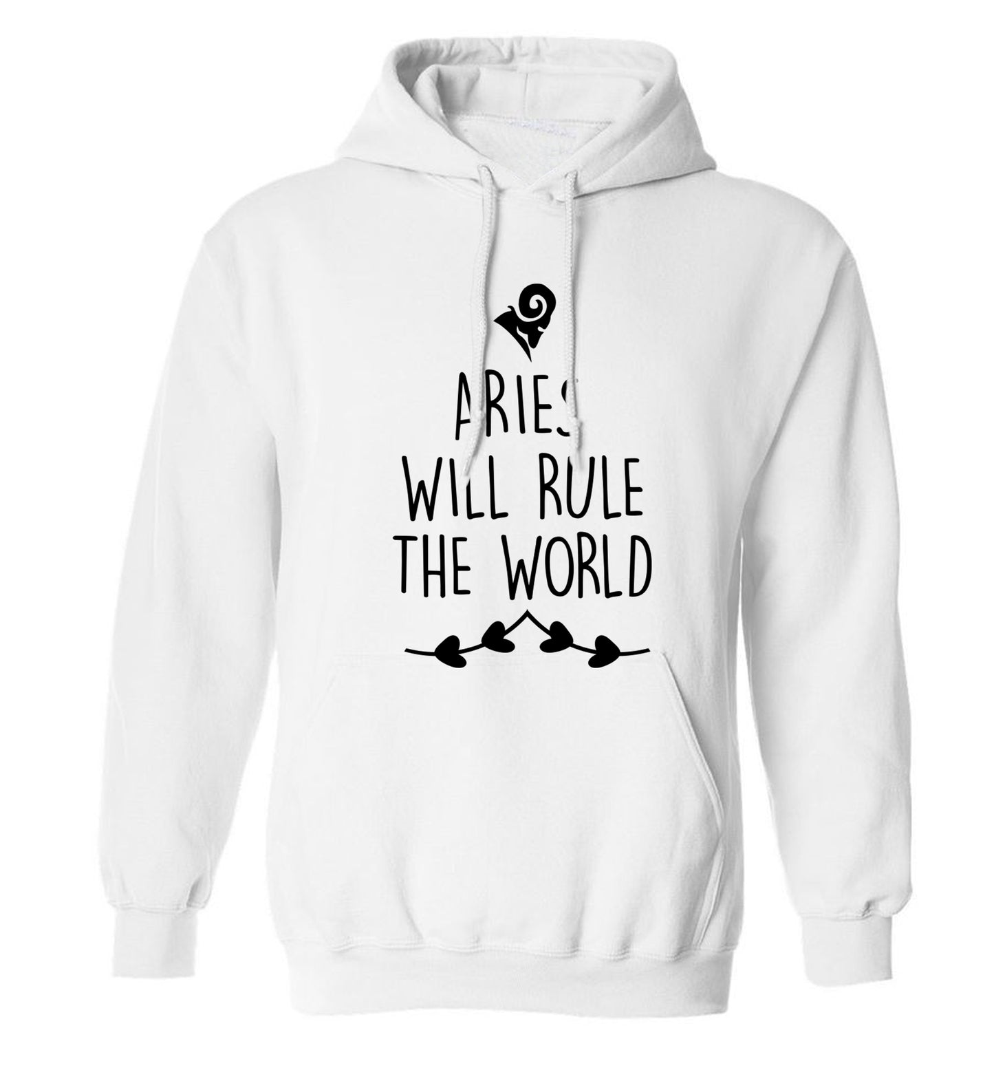 Aries will rule the world adults unisex white hoodie 2XL