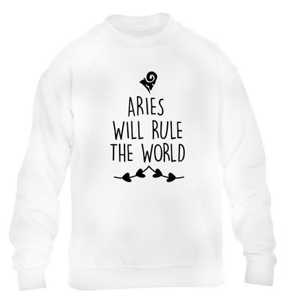 Aries will rule the world children's white sweater 12-13 Years