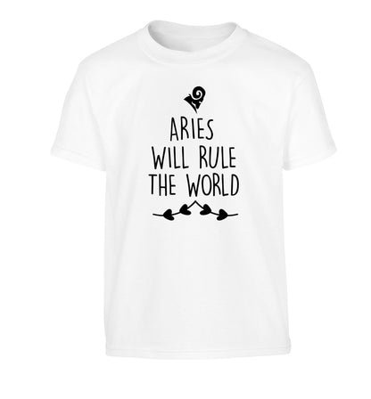 Aries will rule the world Children's white Tshirt 12-13 Years