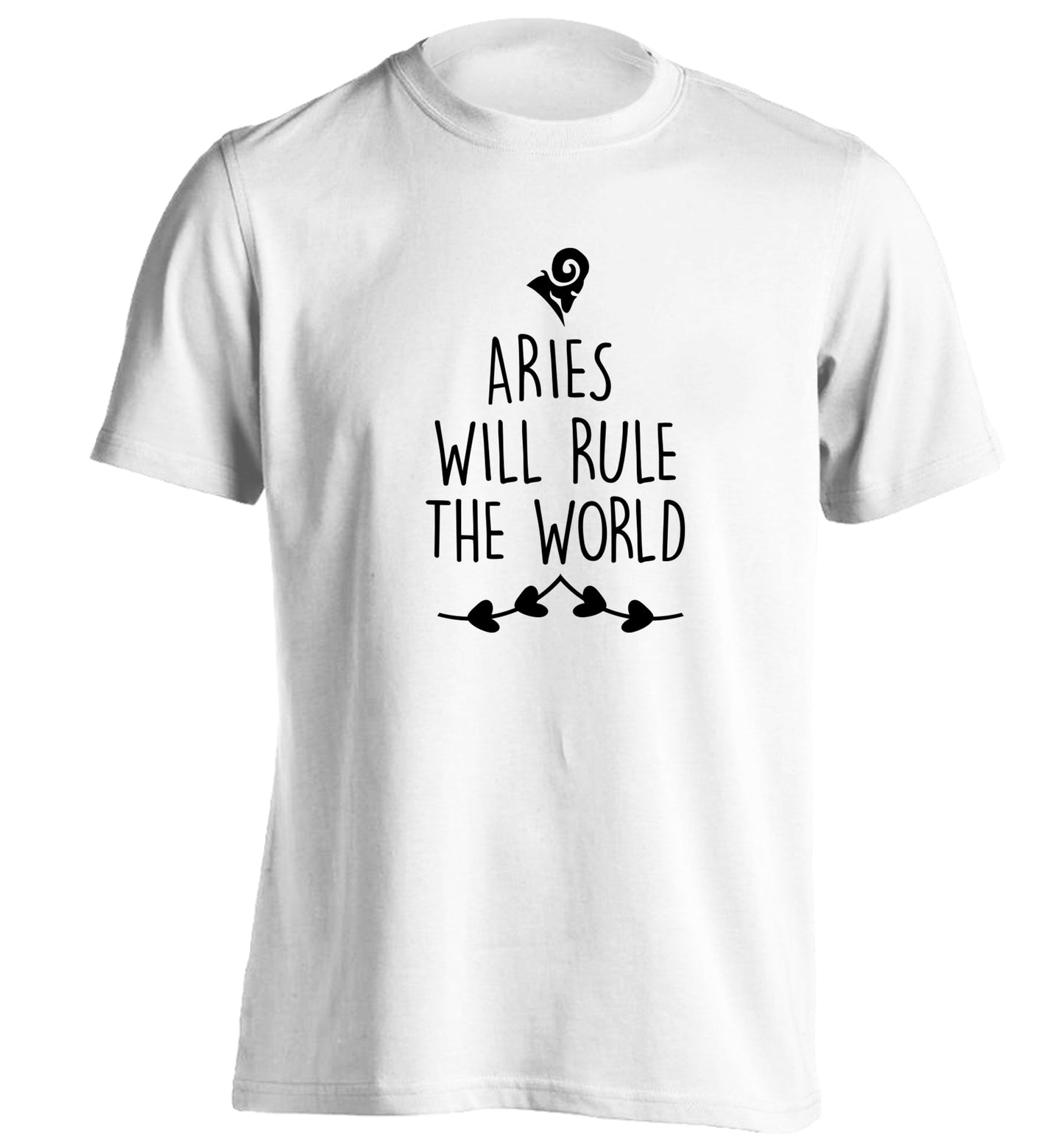 Aries will rule the world adults unisex white Tshirt 2XL