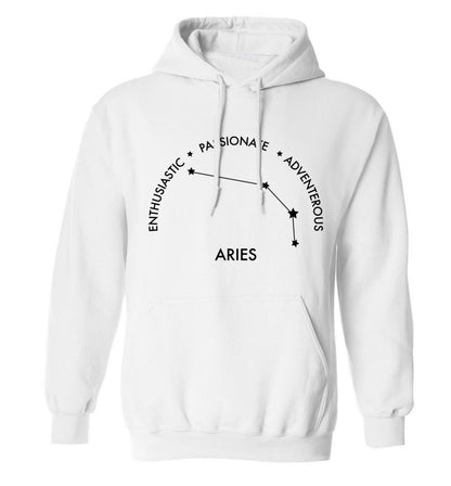 Aries enthusiastic | passionate | adventerous adults unisex white hoodie 2XL
