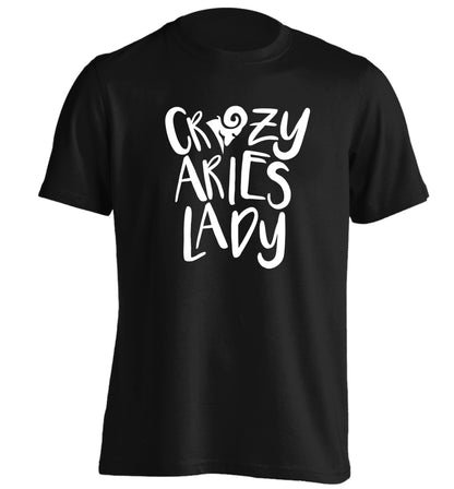 Crazy aries lady adults unisex black Tshirt 2XL