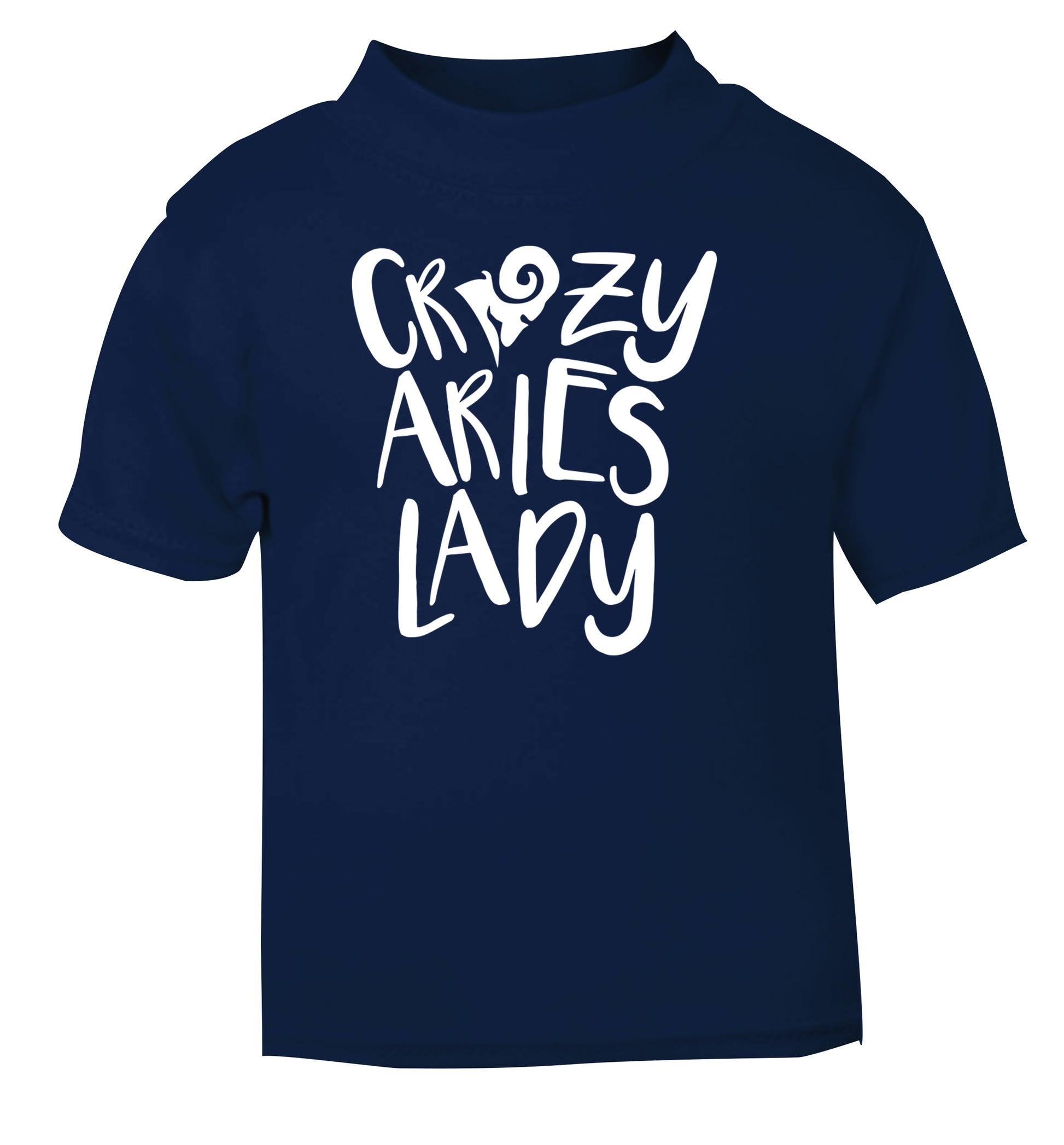 Crazy aries lady navy Baby Toddler Tshirt 2 Years