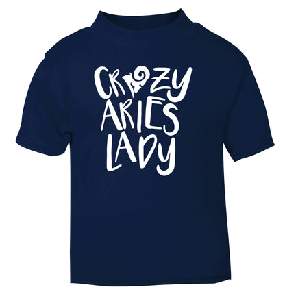 Crazy aries lady navy Baby Toddler Tshirt 2 Years