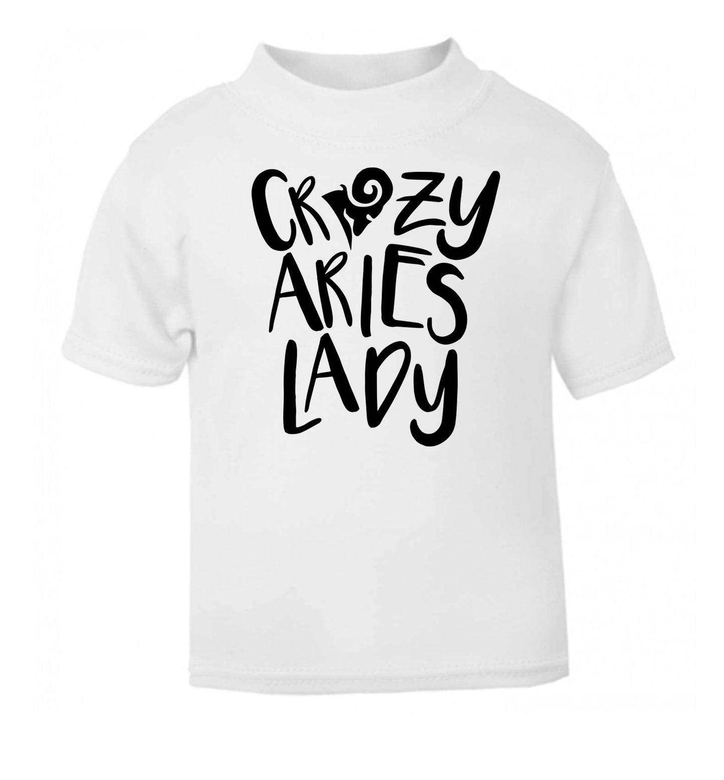 Crazy aries lady white Baby Toddler Tshirt 2 Years