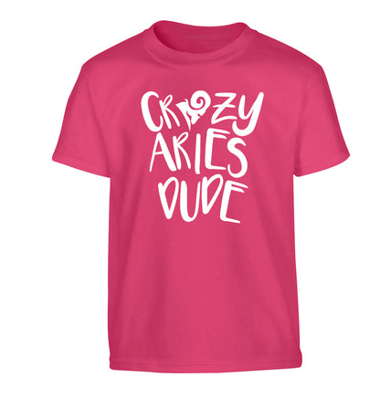 Crazy aries dude Children's pink Tshirt 12-13 Years