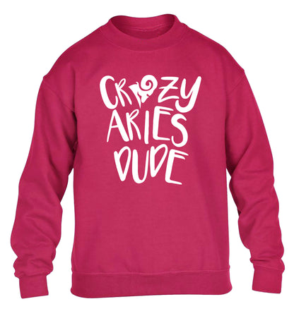 Crazy aries dude children's pink sweater 12-13 Years