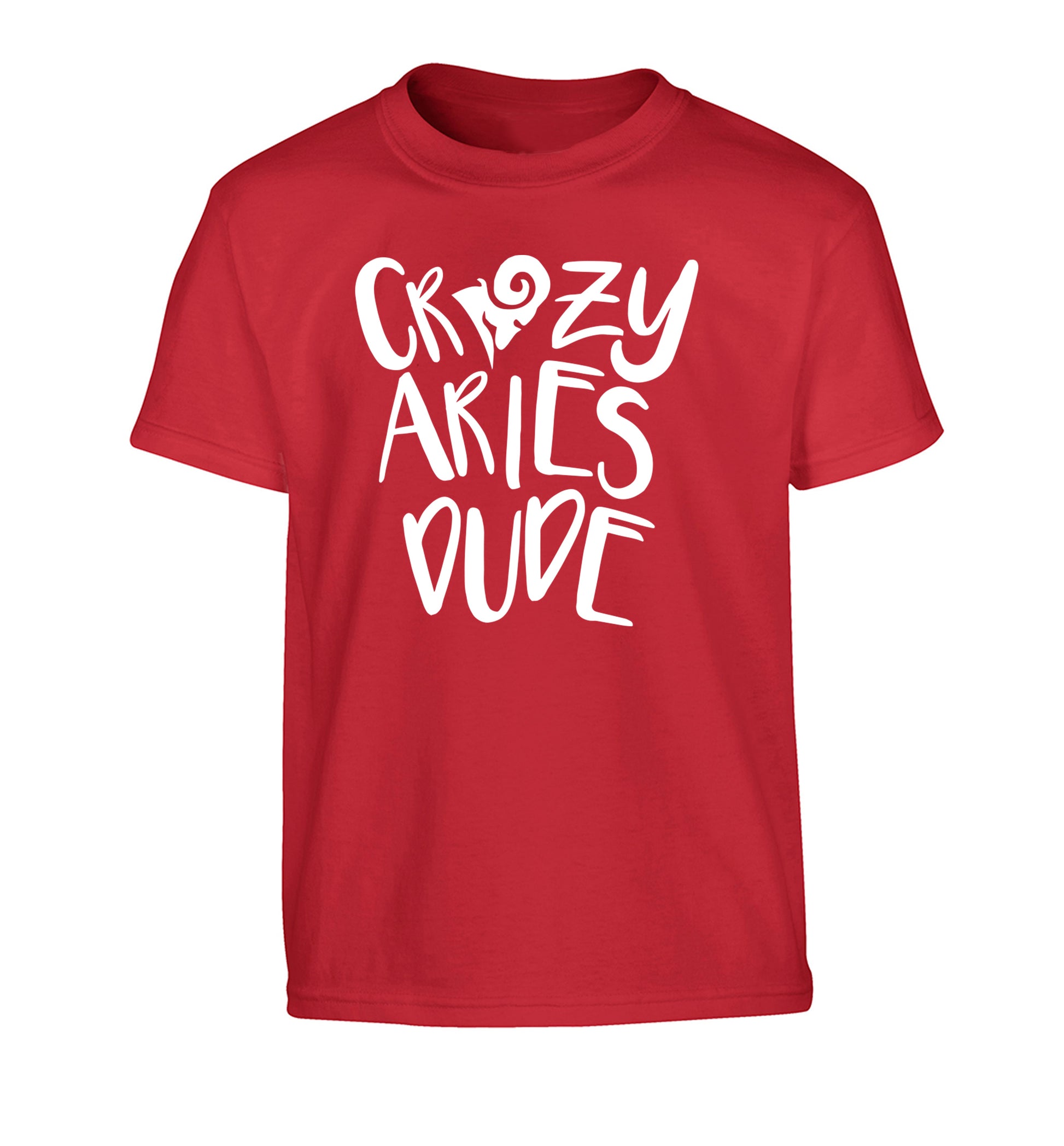 Crazy aries dude Children's red Tshirt 12-13 Years
