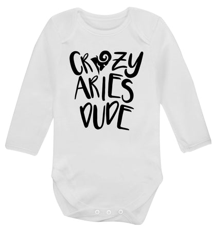 Crazy aries dude Baby Vest long sleeved white 6-12 months