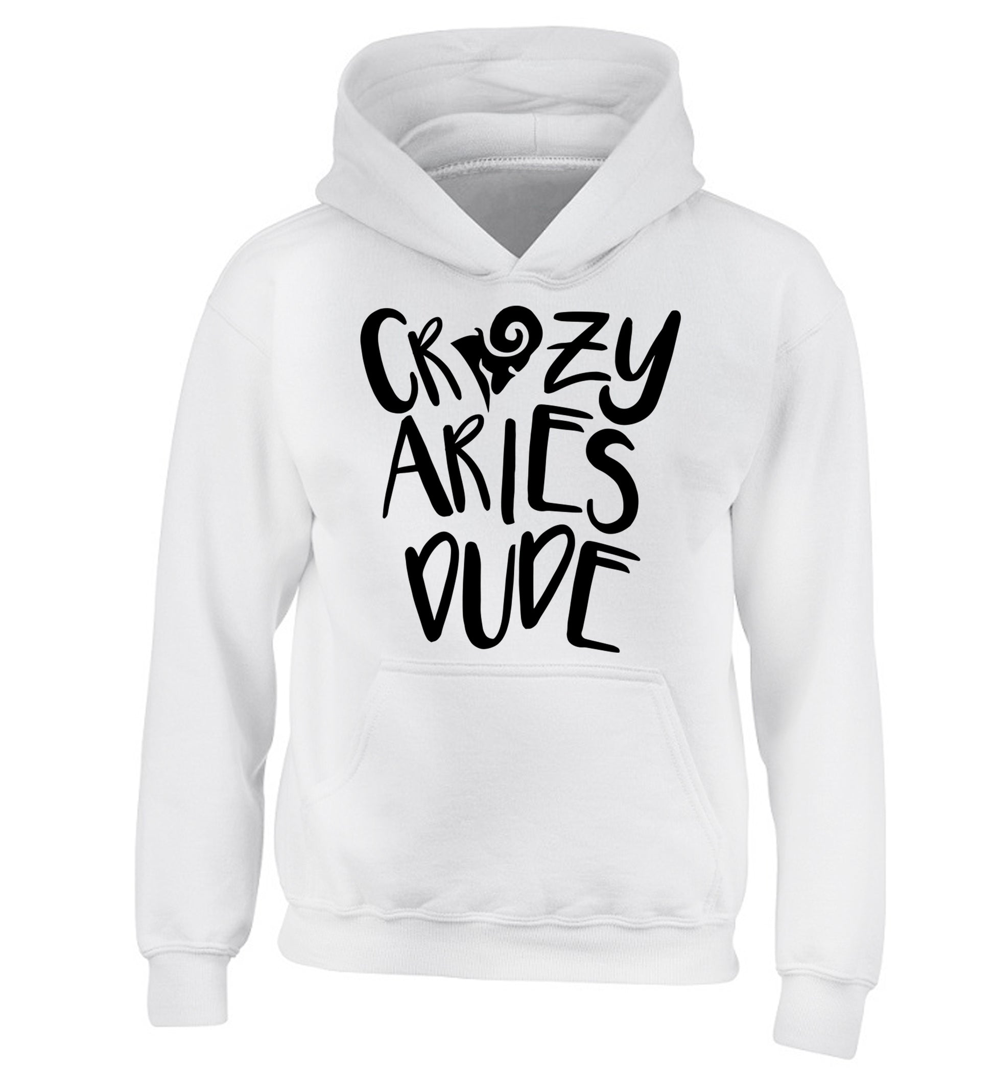 Crazy aries dude children's white hoodie 12-13 Years