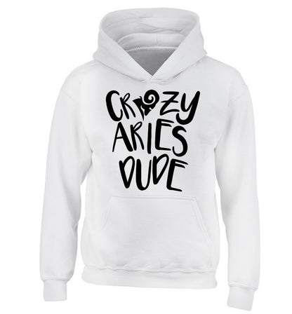 Crazy aries dude children's white hoodie 12-13 Years