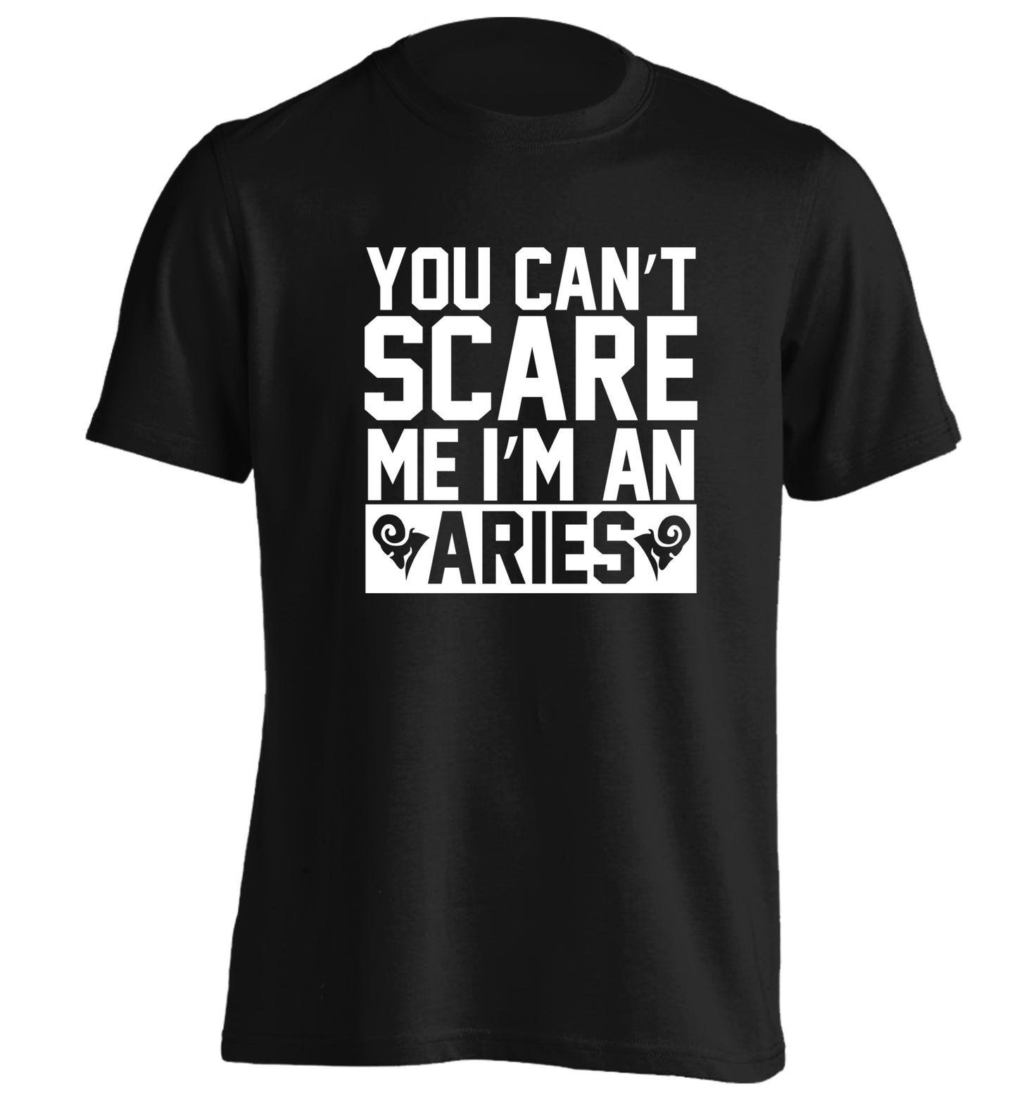 You can't scare me I'm an aries adults unisex black Tshirt 2XL