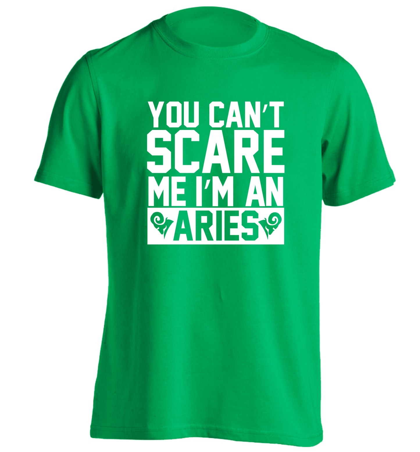 You can't scare me I'm an aries adults unisex green Tshirt 2XL