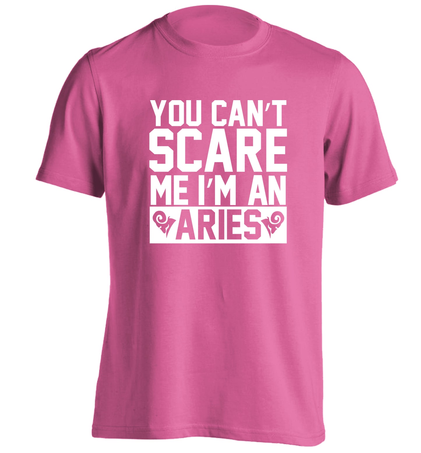 You can't scare me I'm an aries adults unisex pink Tshirt 2XL