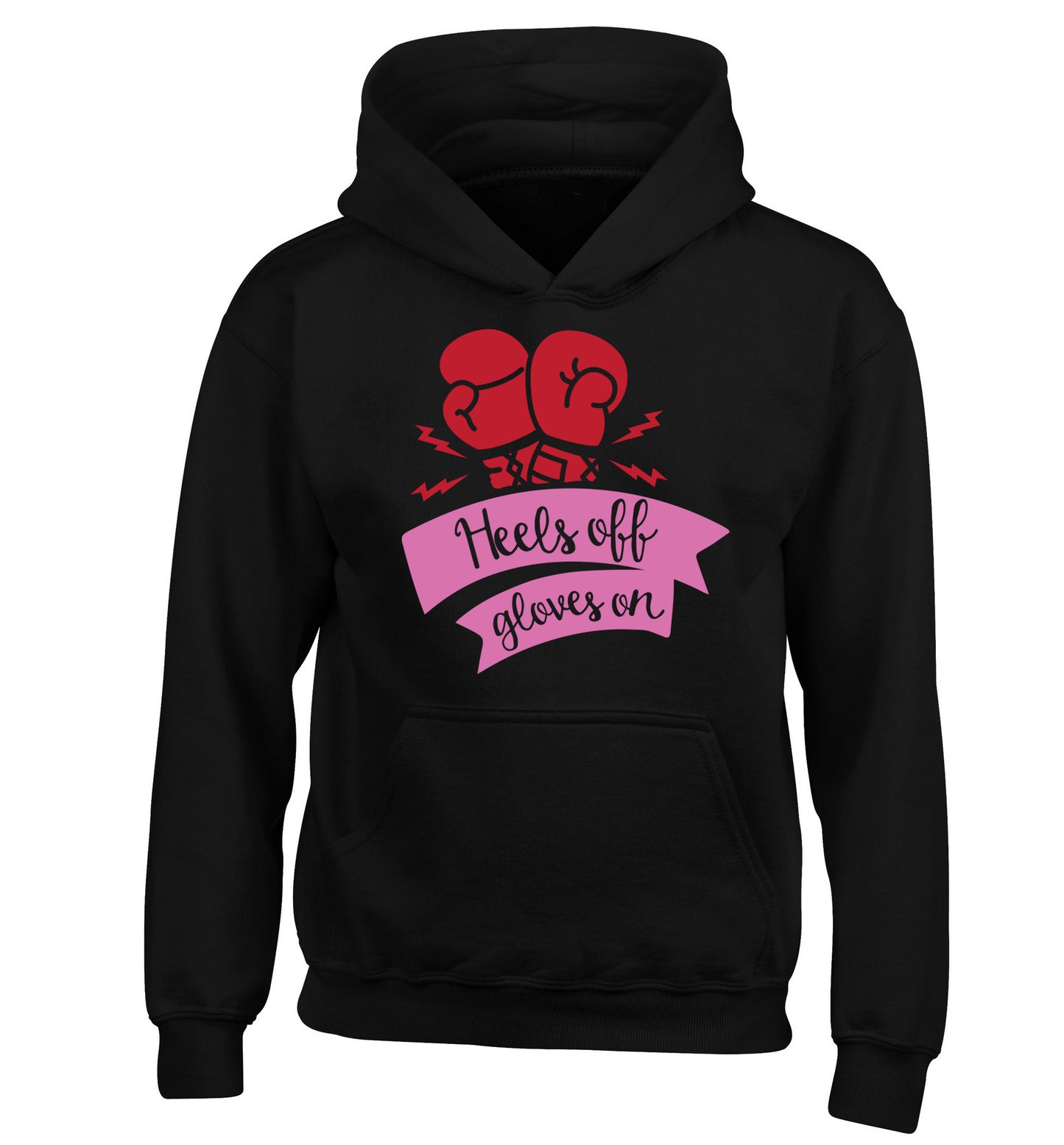Heels off gloves on children's black hoodie 12-13 Years