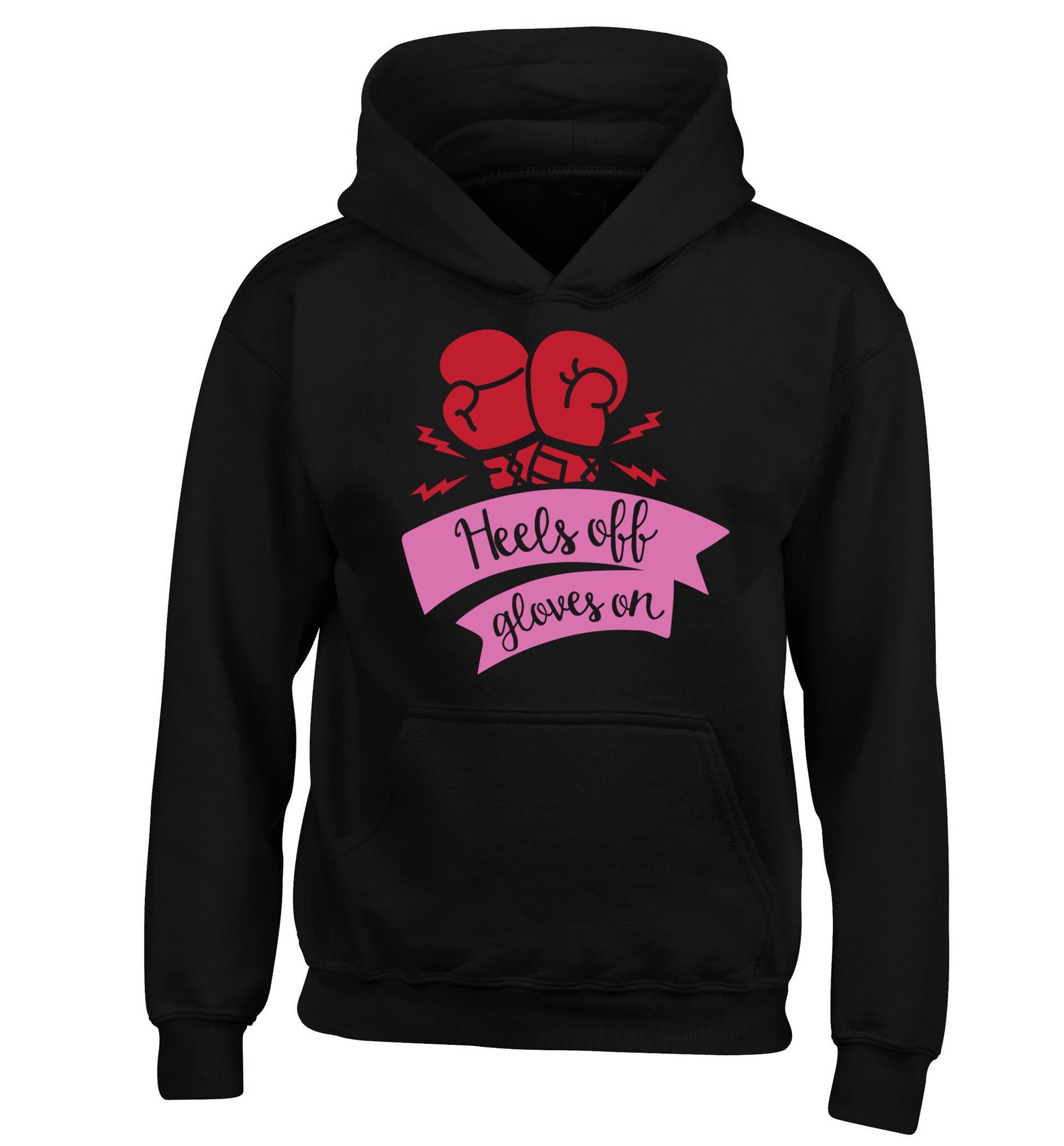 Heels off gloves on children's black hoodie 12-13 Years