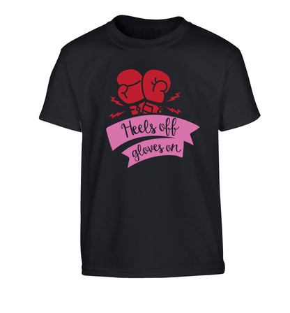 Heels off gloves on Children's black Tshirt 12-13 Years