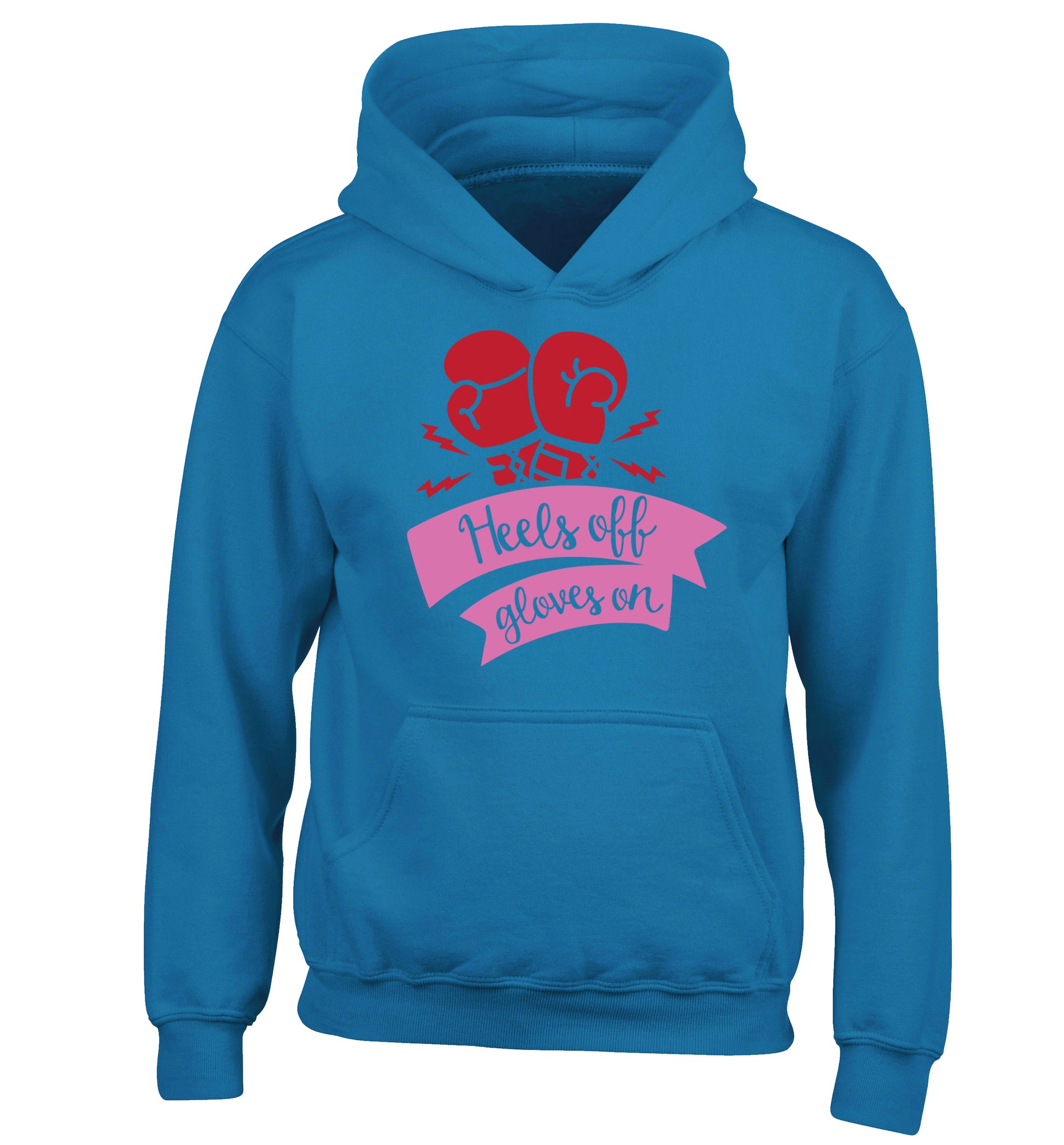 Heels off gloves on children's blue hoodie 12-13 Years