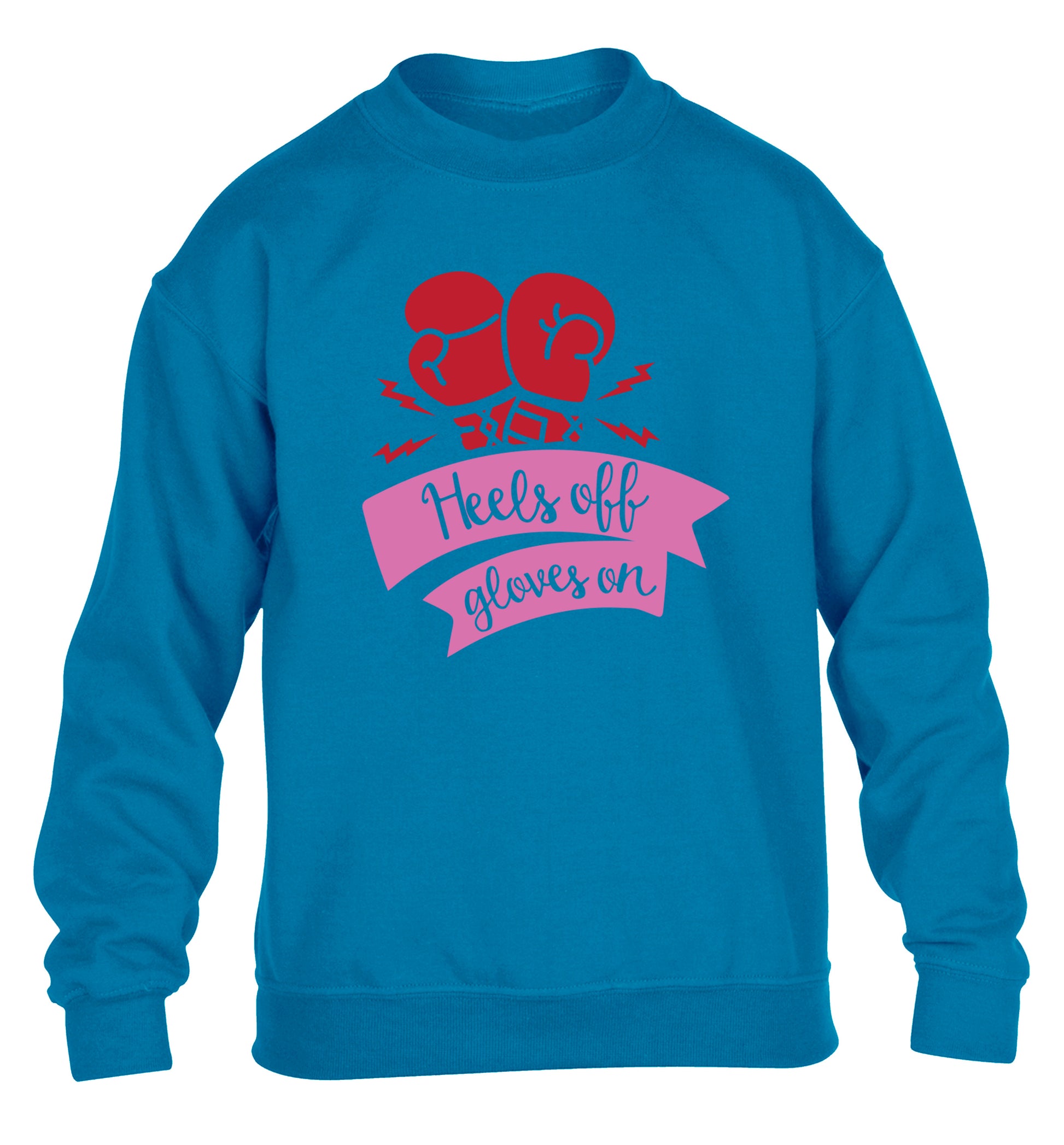 Heels off gloves on children's blue sweater 12-13 Years