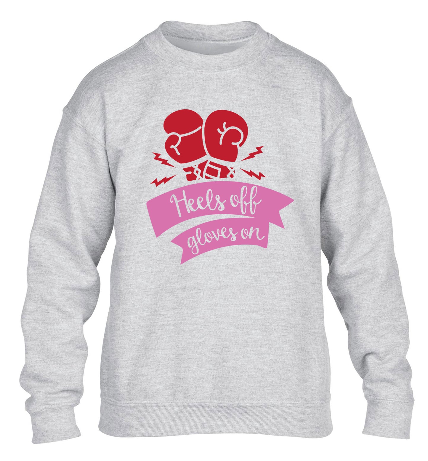 Heels off gloves on children's grey sweater 12-13 Years