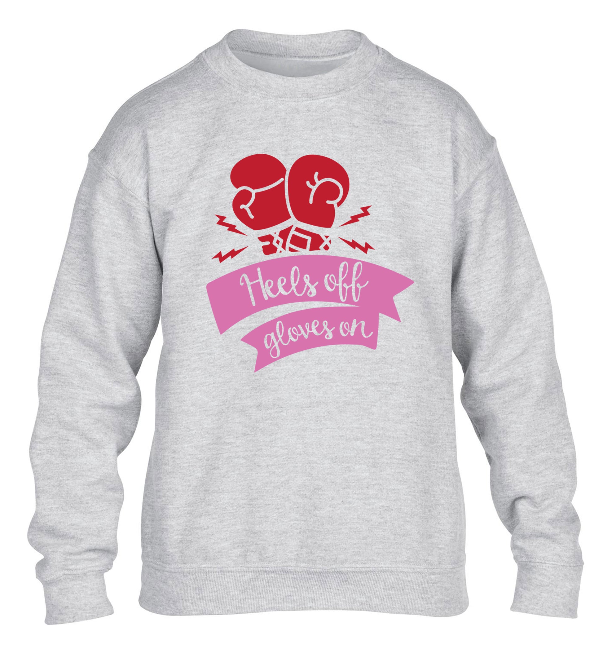 Heels off gloves on children's grey sweater 12-13 Years